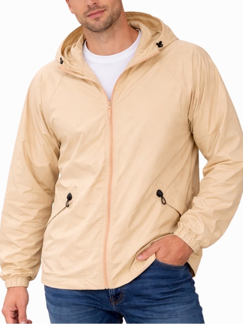 Woolrich jacket raincoat full zip up multi pockets hooded running athletic SZ SM